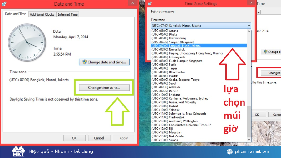 Thay đổi múi giờ trên Win 8