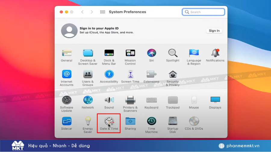 Mở System Settings hoặc System Preferences