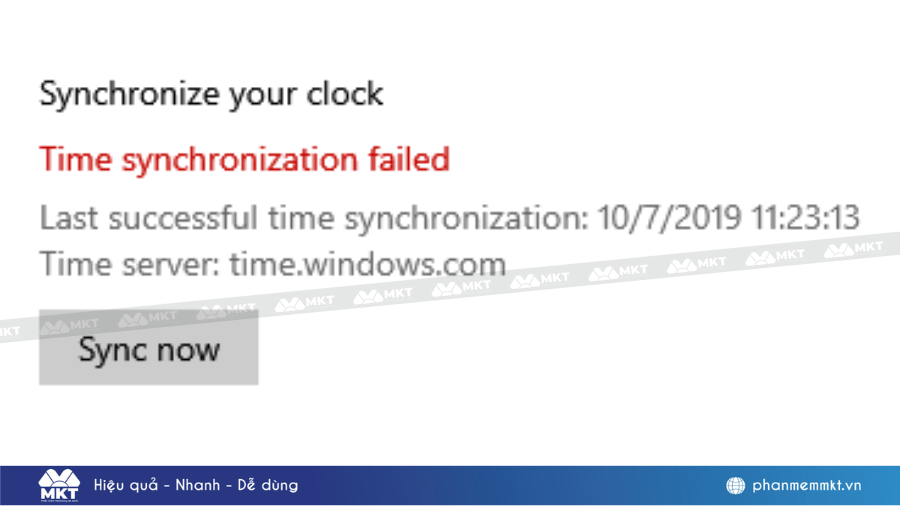 Lỗi không thể đồng bộ giờ với server