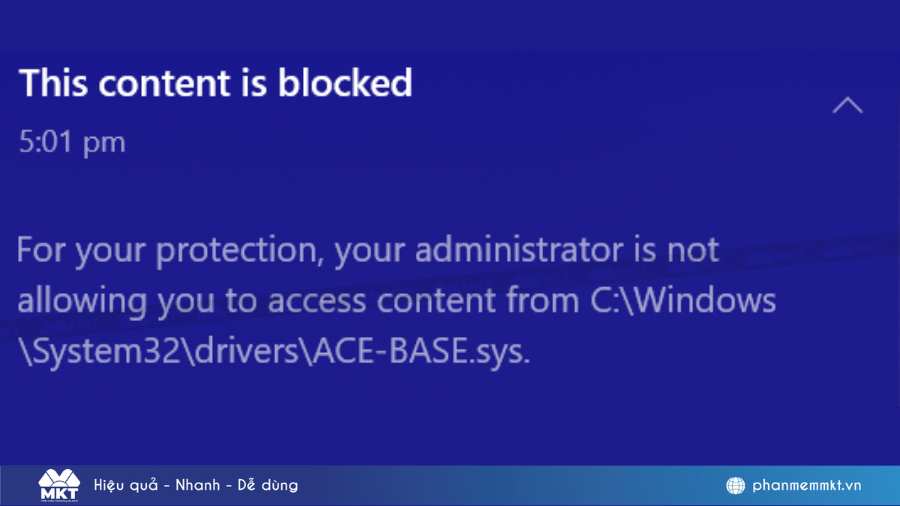 Lỗi bị chặn do quyền truy cập hệ thống