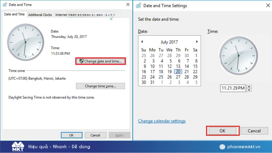 Chỉnh giờ thủ công trên Win 7