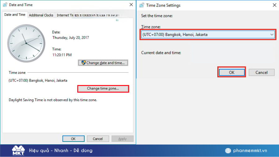 Thay đổi múi giờ trên máy tính Win 7
