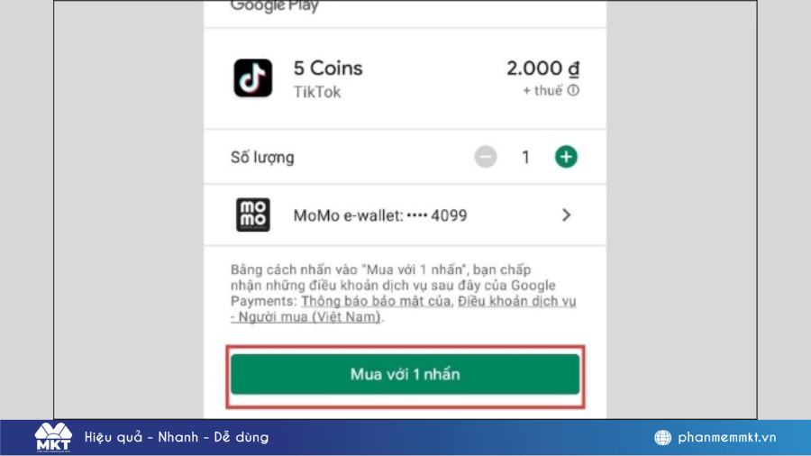 Cách nạp xu TikTok qua ví Momo
