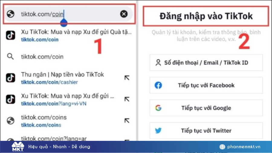 Nạp xu TikTok bằng thẻ điện thoại trên website TikTok