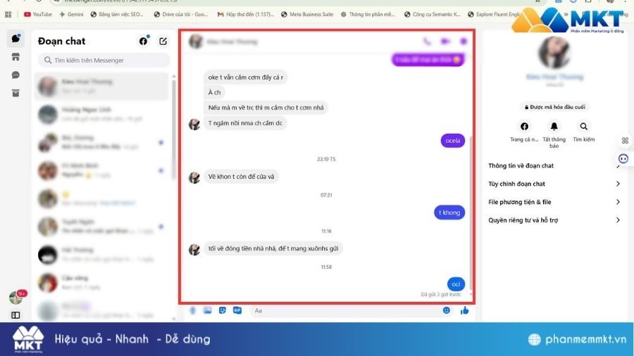 Mở đoạn chat của bạn và người bạn muốn check địa chỉ IP Facebook Cách tìm địa chỉ IP Facebook của người khác