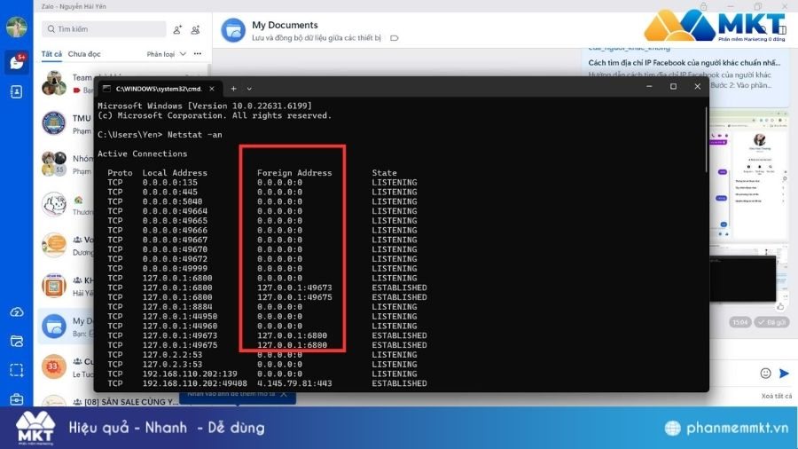 Trích xuất từng địa chỉ ở khung cột Foreign Address Cách tìm địa chỉ IP Facebook của người khác