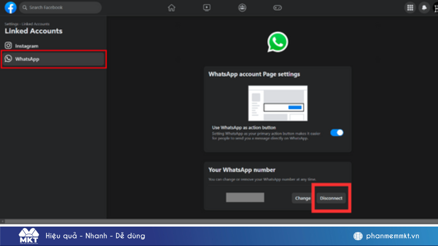 Cách hủy liên kết Whatsapp với Facebook