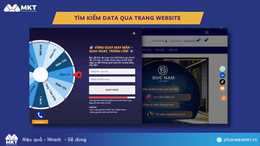 Tìm kiếm data trên website