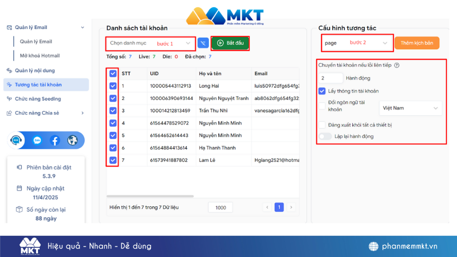 Cách buff like FB bằng phần mềm MKT Care