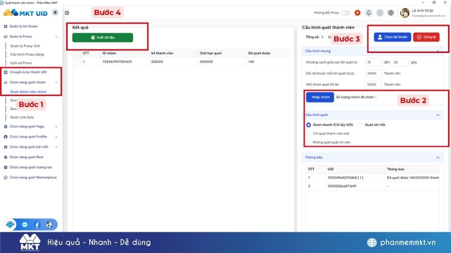 Cách quét UID thành viên group bất kỳ tự động, nhanh chóng từ A-Z 3 Cách quét UID thành viên group bằng MKT UID
