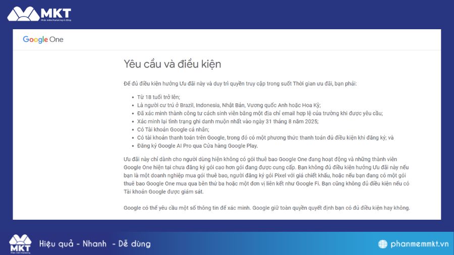 Điều kiện đăng ký Google AI Pro miễn phí 