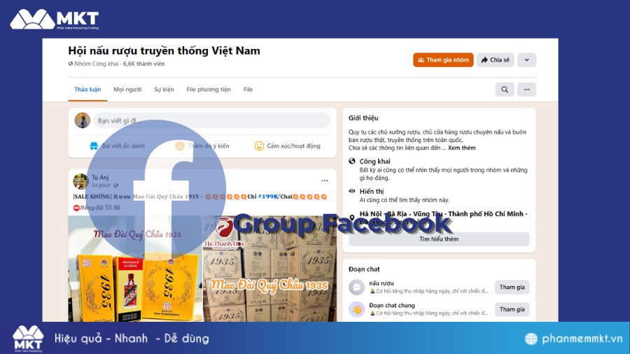 Kinh doanh rượu quê qua kênh Group Facebook
