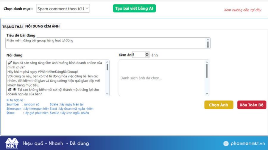 Nội dung bài đăng bằng AI trên MKT Post