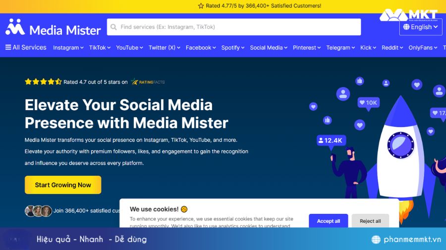 Top 8 app tăng tim TikTok hiệu quả cao 6 Media Mister - Dịch vụ tăng tim TikTok quốc tế