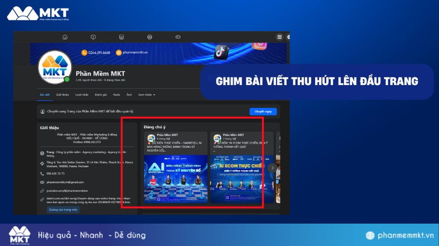 Ghim bài viết thu hút lên đầu trang