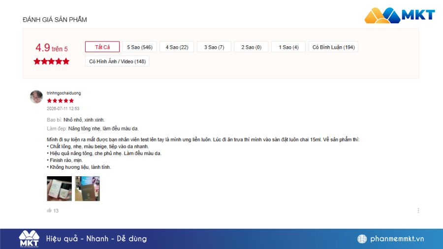 Tổng hợp 200+ mẫu câu đánh giá sản phẩm Shopee hay, đủ 50 ký tự 2 Mẫu đánh giá mỹ phẩm, làm đẹp