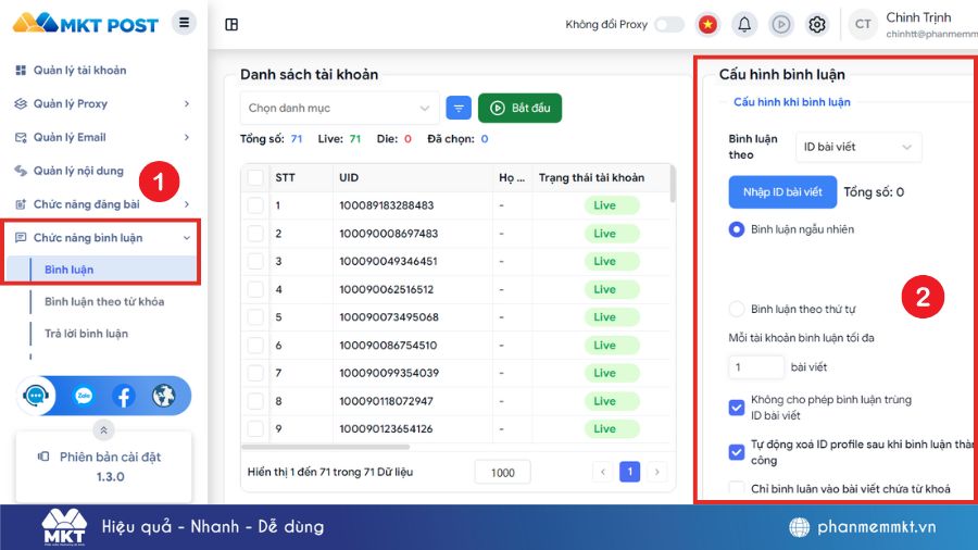 phần mềm auto comment trên Facebook