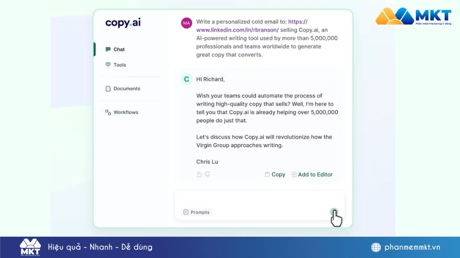 Tạo bài viết tự động với Copy.ai Tạo bài viết tự động với Copy.ai