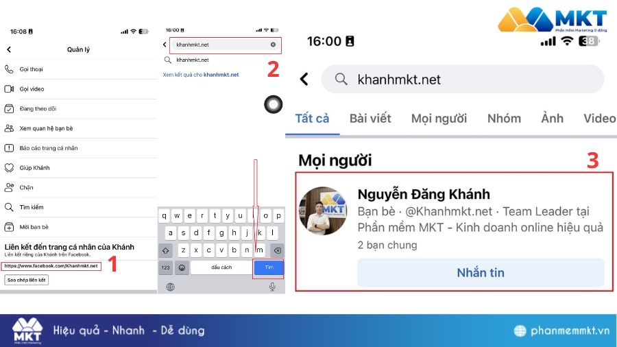 Tìm tài khoản Facebook bằng tên người dùng Tìm tài khoản Facebook