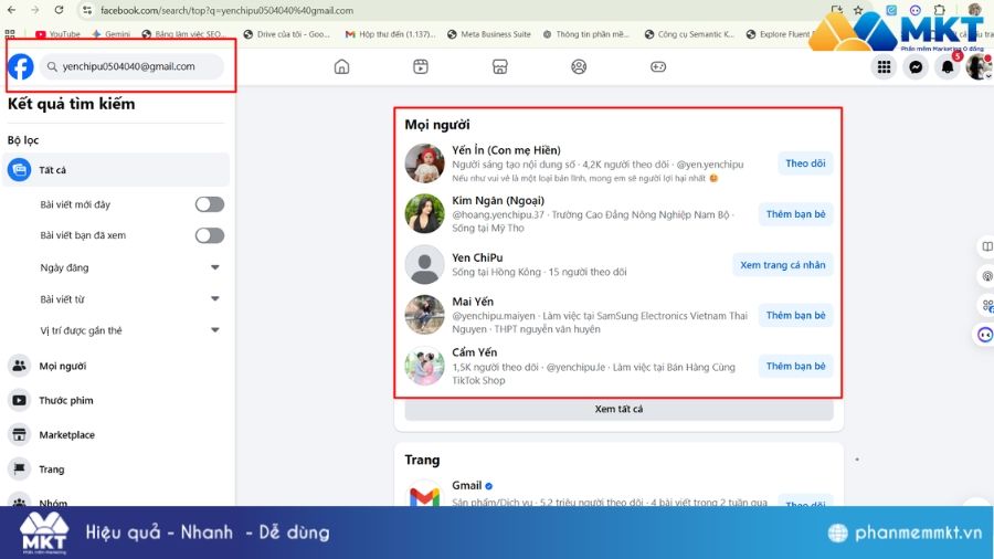 Tìm tài khoản Facebook bằng email Tìm tài khoản Facebook
