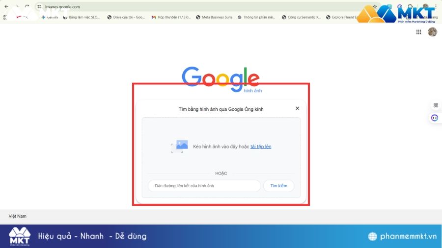 Tải lên hình ảnh cần tìm Tìm tài khoản Facebook