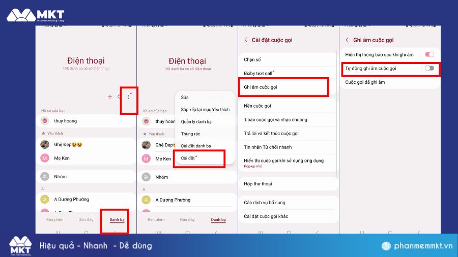 Tự động ghi âm cuộc gọi trên điện thoại Samsung