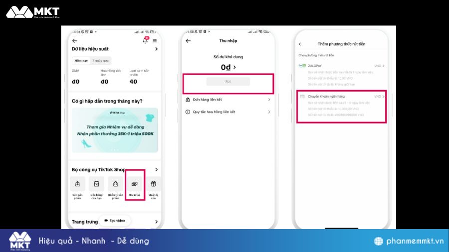 Cách rút tiền hoa hồng TikTok Shop 