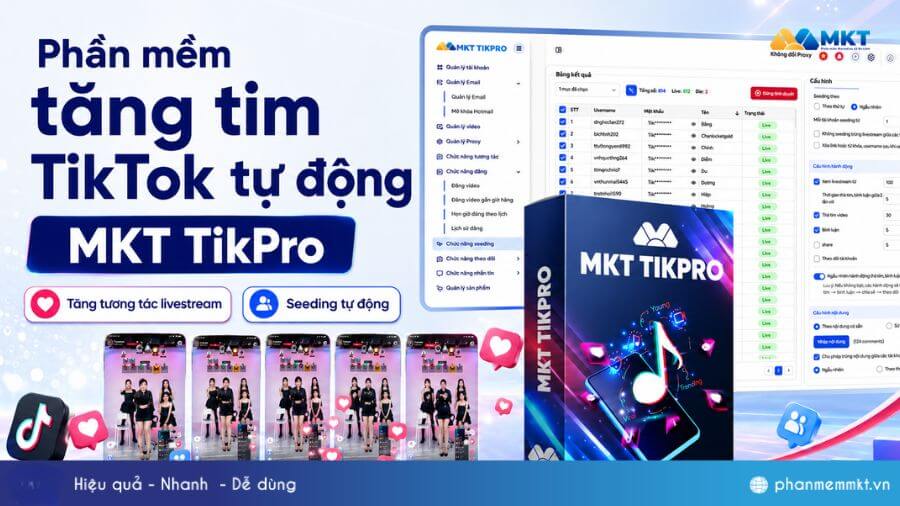 Tổng hợp 8 app tăng tim TikTok tự động và hiệu quả 3 Phần mềm tăng tim TikTok tự động - MKT TikPro