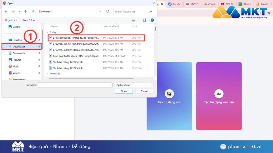 Khi này bạn vào thư mục mà bạn lưu ảnh sau đó click chuột vào ảnh đó Cách đăng video lên story Facebook bằng máy tính