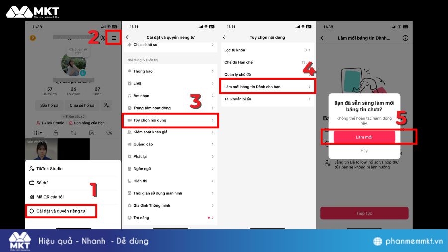 Cách đổi nội dung xem trên TikTok ở điện thoại 