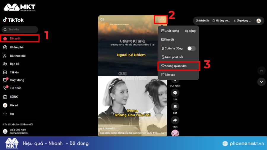 Cách làm mới trang TikTok trên máy tính