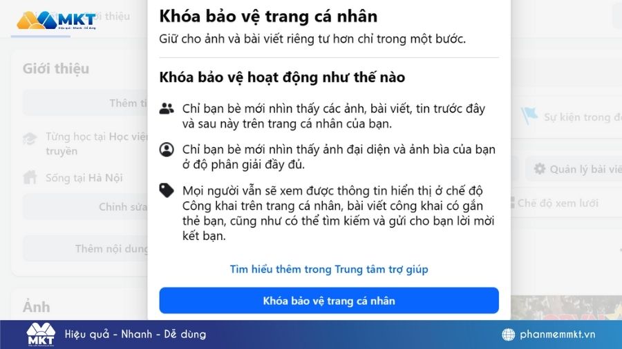 Cách khóa bảo vệ trang cá nhân Facebook