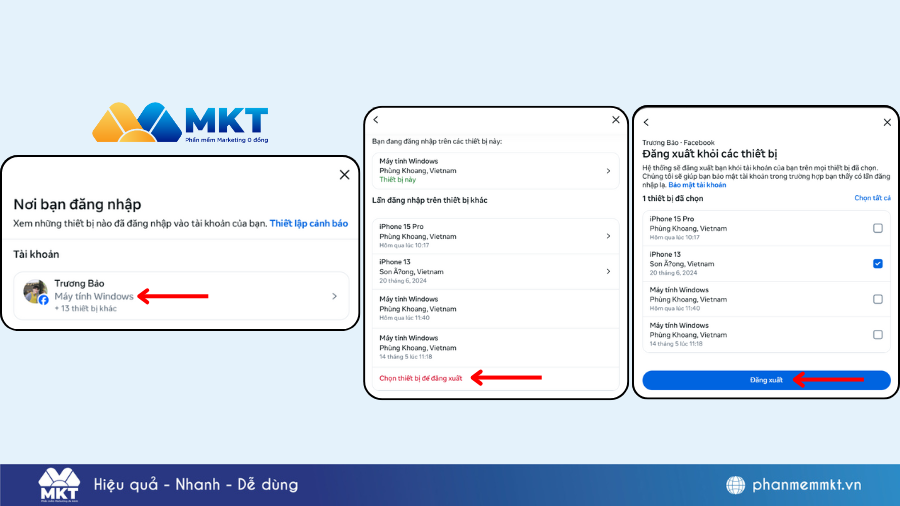 Cách thoát Facebook từ thiết bị khác trên máy tính