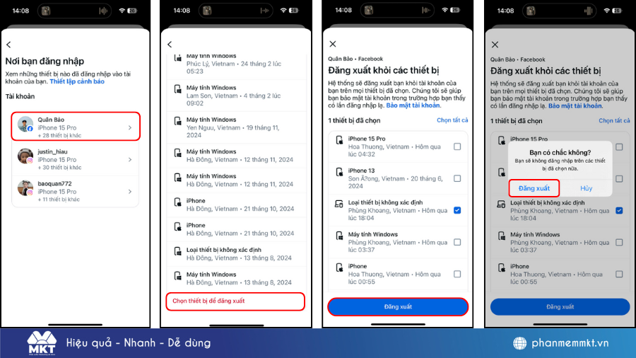Cách thoát Facebook từ thiết bị khác trên điện thoại