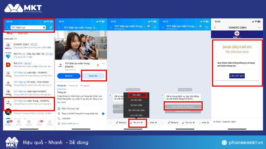 Cách tra cứu hóa đơn tiền điện qua Zalo 