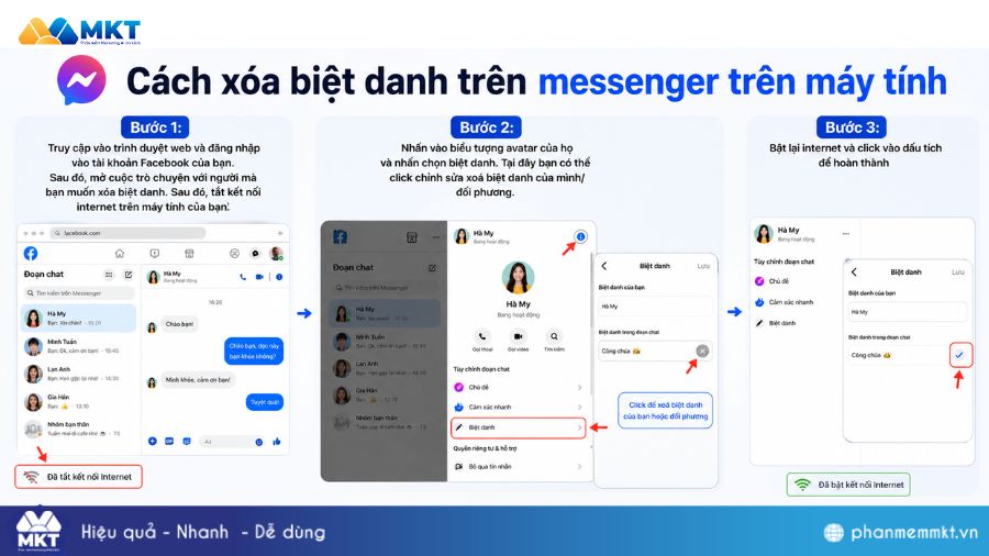 Cách xóa biệt danh trên messenger trên máy tính