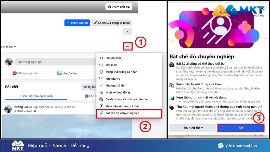 Bật chế độ chuyên nghiệp trên máy tính Hẹn giờ đăng bài Facebook cá nhân trên máy tính