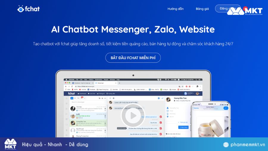 Top 10 phần mềm gửi tin nhắn Zalo hàng loạt hiệu quả 7 Fchat - Phần mềm gửi tin nhắn hàng loạt