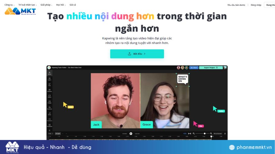 Phần mềm tạo phụ đề tự động cho video - Kapwing