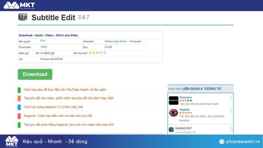 Phần mềm tạo phụ đề tự động cho video - Subtitle edit