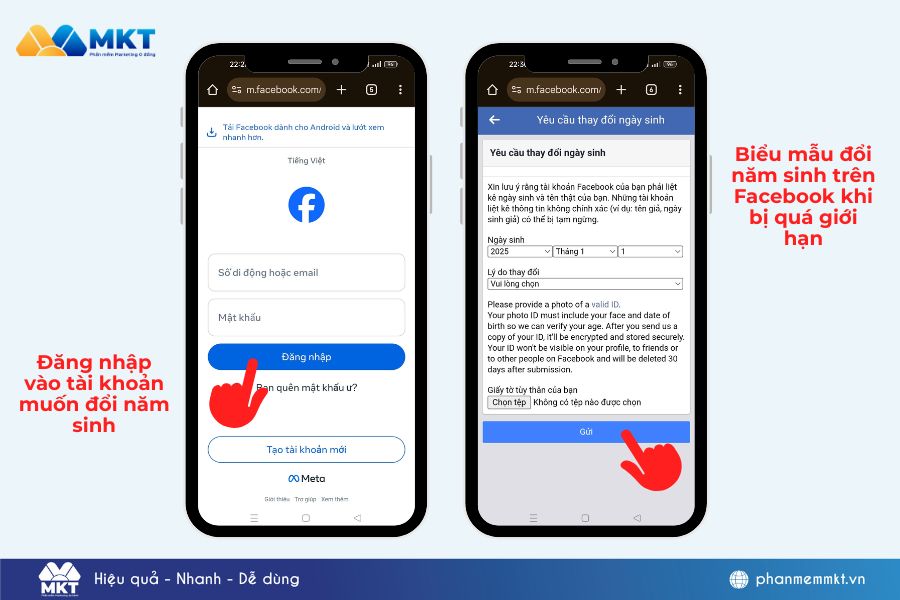 thay đổi năm sinh trên Facebook khi bị giới hạn