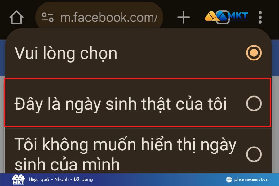 thay đổi năm sinh trên Facebook khi bị giới hạn