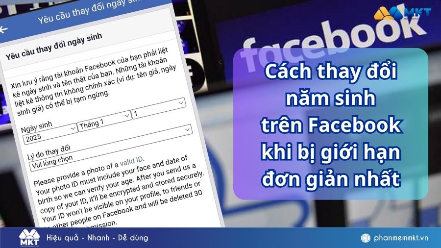 thay đổi năm sinh trên Facebook khi bị giới hạn