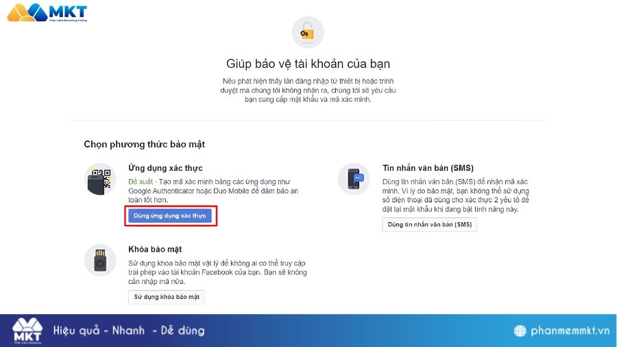 Chọn phương thức bảo mật là Ứng dụng xác thực 2FA Live là gì