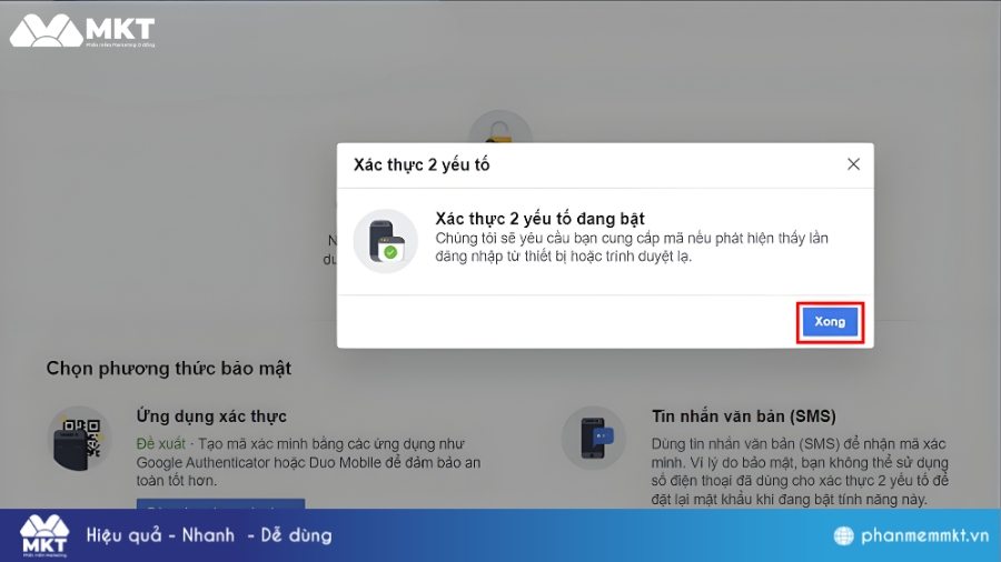 Chọn Xong để hoàn tất 2FA Live là gì