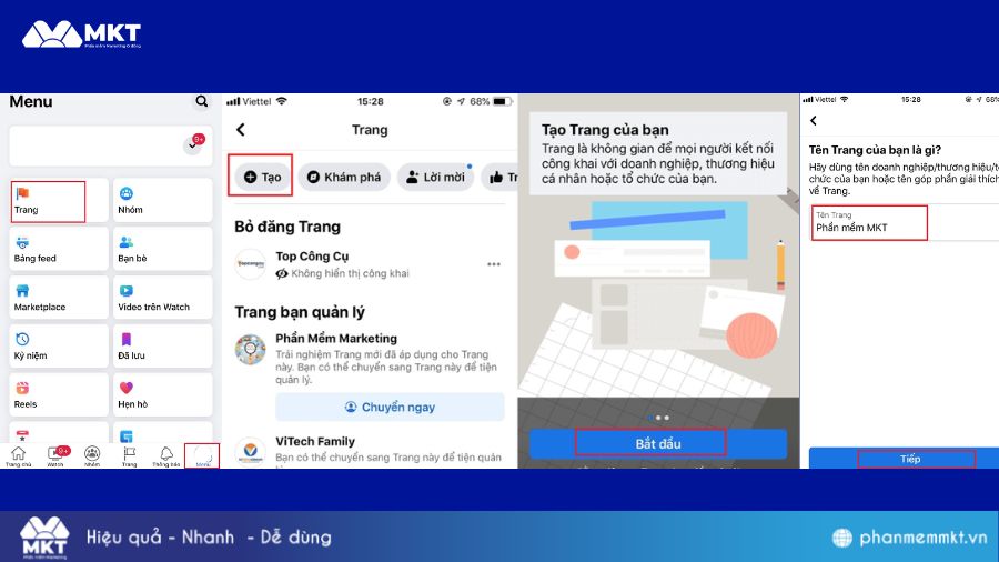 Cách tạo fanpage trên Facebook bằng điện thoại