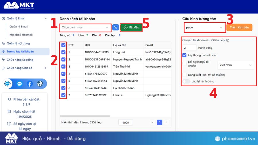 Cài auto tương tác trên Facebook bằng MKT Care