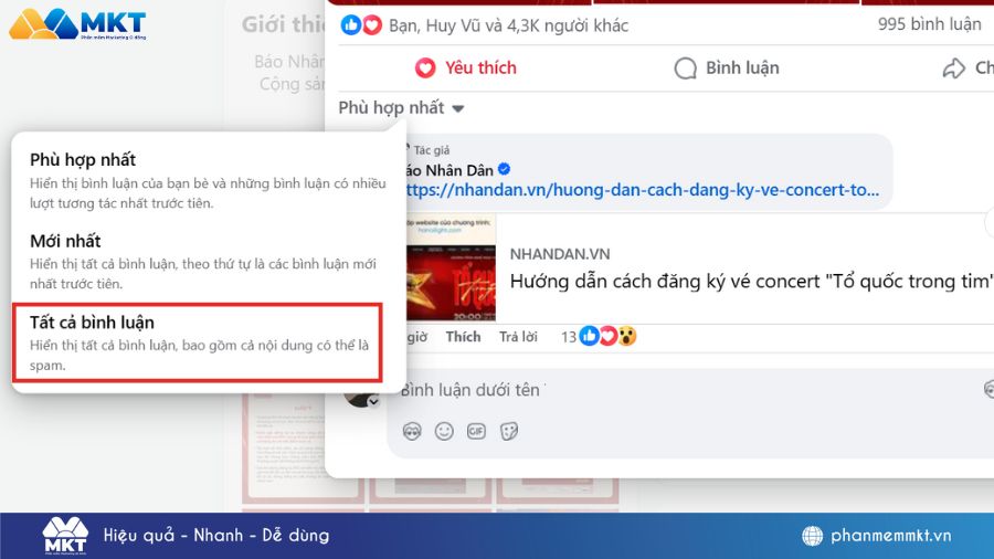 Cách tìm comment của người khác trên Facebook