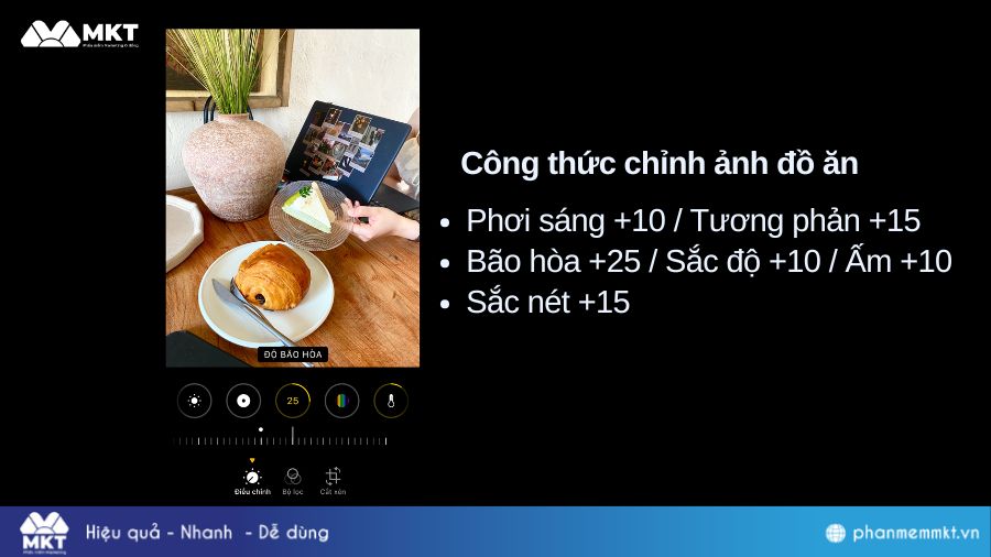 Công thức chỉnh ảnh đồ ăn hấp dẫn