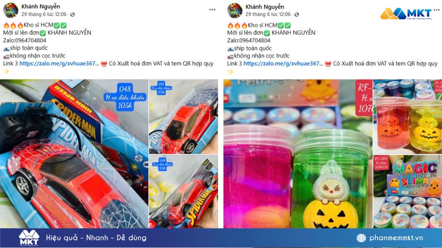 Chị Phương dùng MKT Care để đăng bài bán hàng tự động hàng loạt lên trang cá nhân